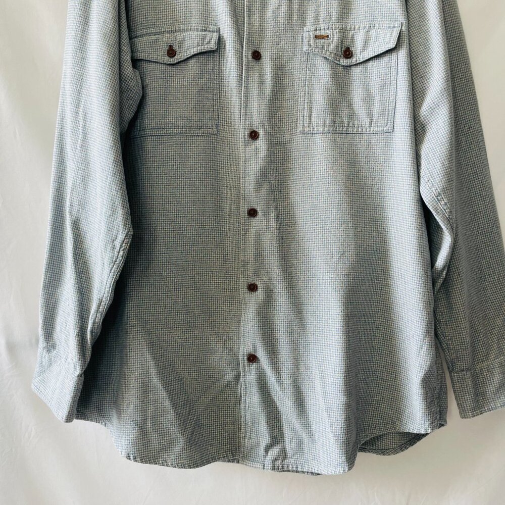 Orvis Mens Blue Long Sleeve Houndstooth Preppy Carear Button Up Shirt Size XLT - Picture 3 of 10